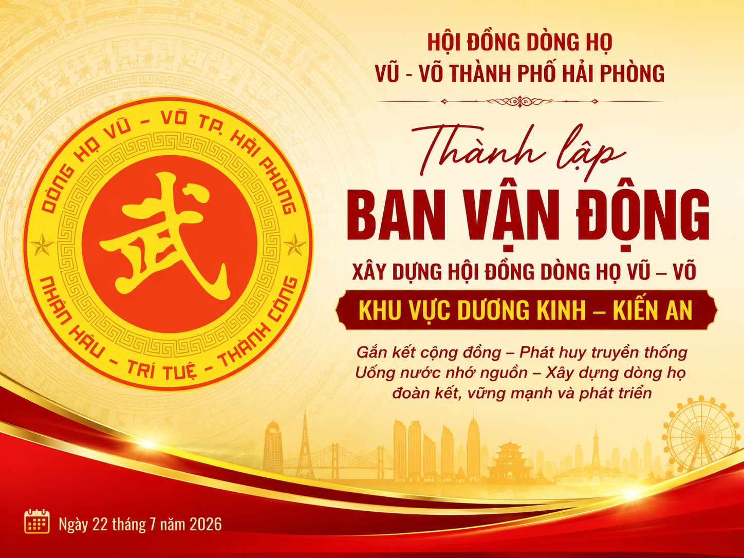 Hội đồng Dòng họ Vũ – Võ Hải Phòng thành lập Ban Vận động xây dựng Hội đồng Dòng họ Vũ – Võ khu vực Dương Kinh – Kiến An