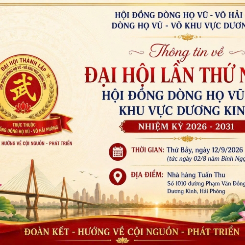 THÔNG TIN VỀ ĐẠI HỘI LẦN THỨ NHẤT HỘI ĐỒNG DÒNG HỌ VŨ – VÕ KHU VỰC DƯƠNG KINH